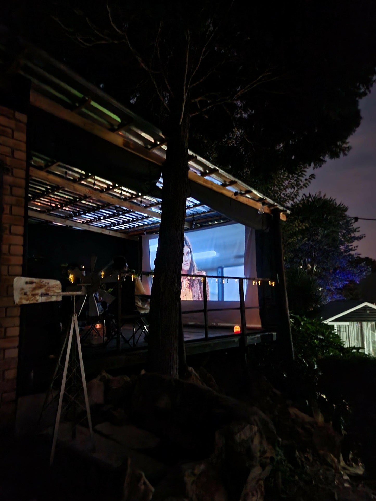 Movie night for two people with snacks.
